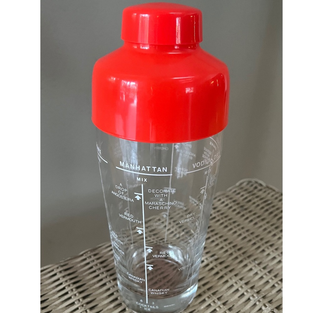 Vtg 1960s Mid-Century Italian Glass Recipe Cocktail Shaker Barware Per Alimenti - Picture 3 of 9